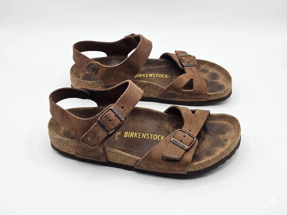 Birkenstock 37 Rio Brown Leather Ankle Strap Sandal Gorpcore Casual Boho Comfort